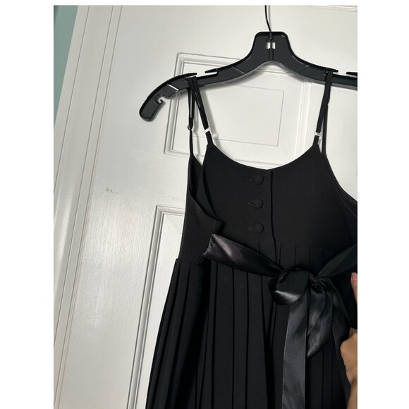 Aqua Black Pleated Mini Dress with Satin Tie – Made in USA Size XS - Picture 5 of 9